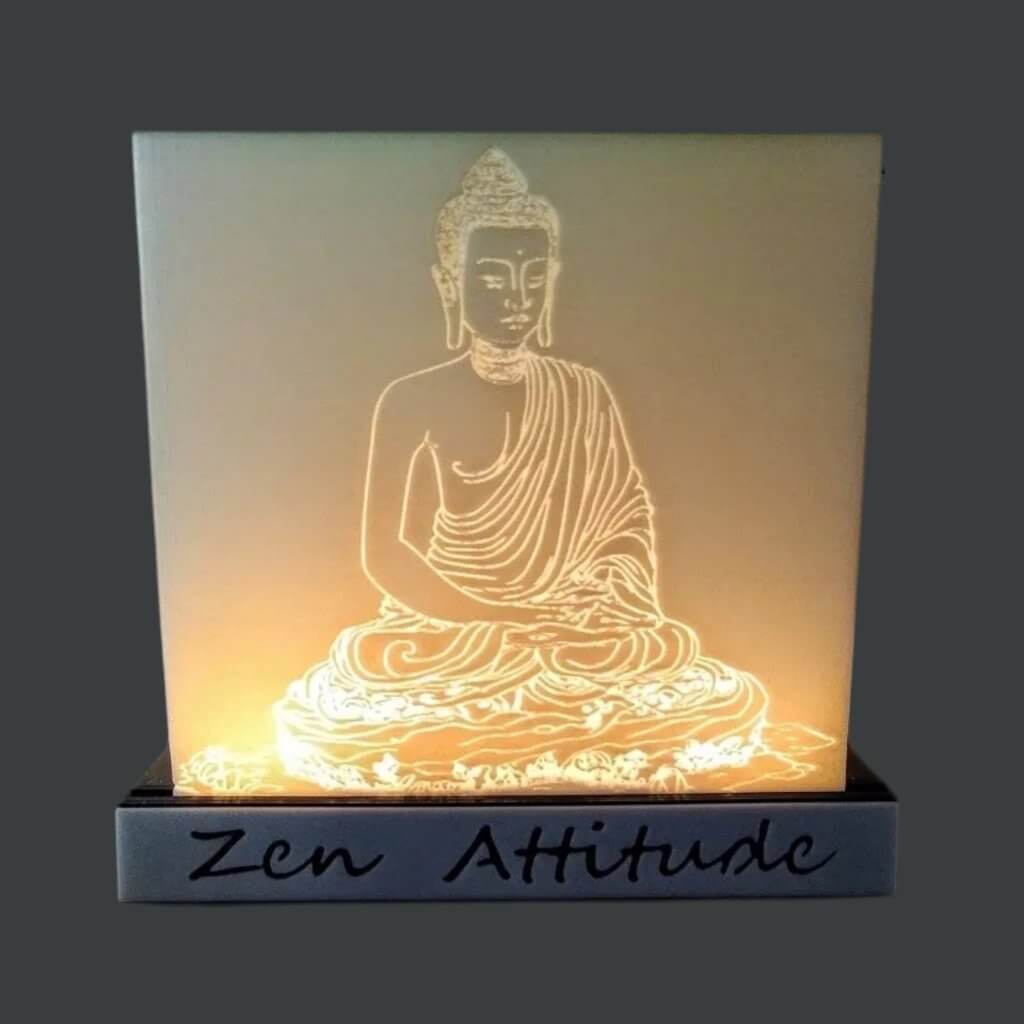 Bougeoir lithophanie Bouddha avec 3 bougies à l'arrière