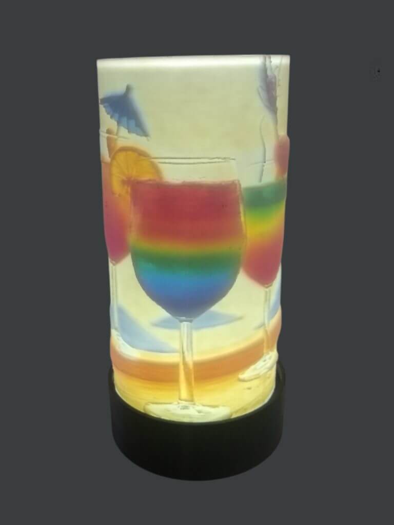 Lampe Cylindre lithophanie "Cocktail" en couleur