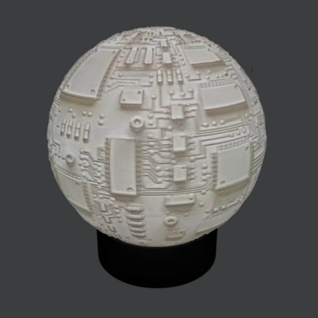 Lampe Sphère lithophanie Carte électronique allumée