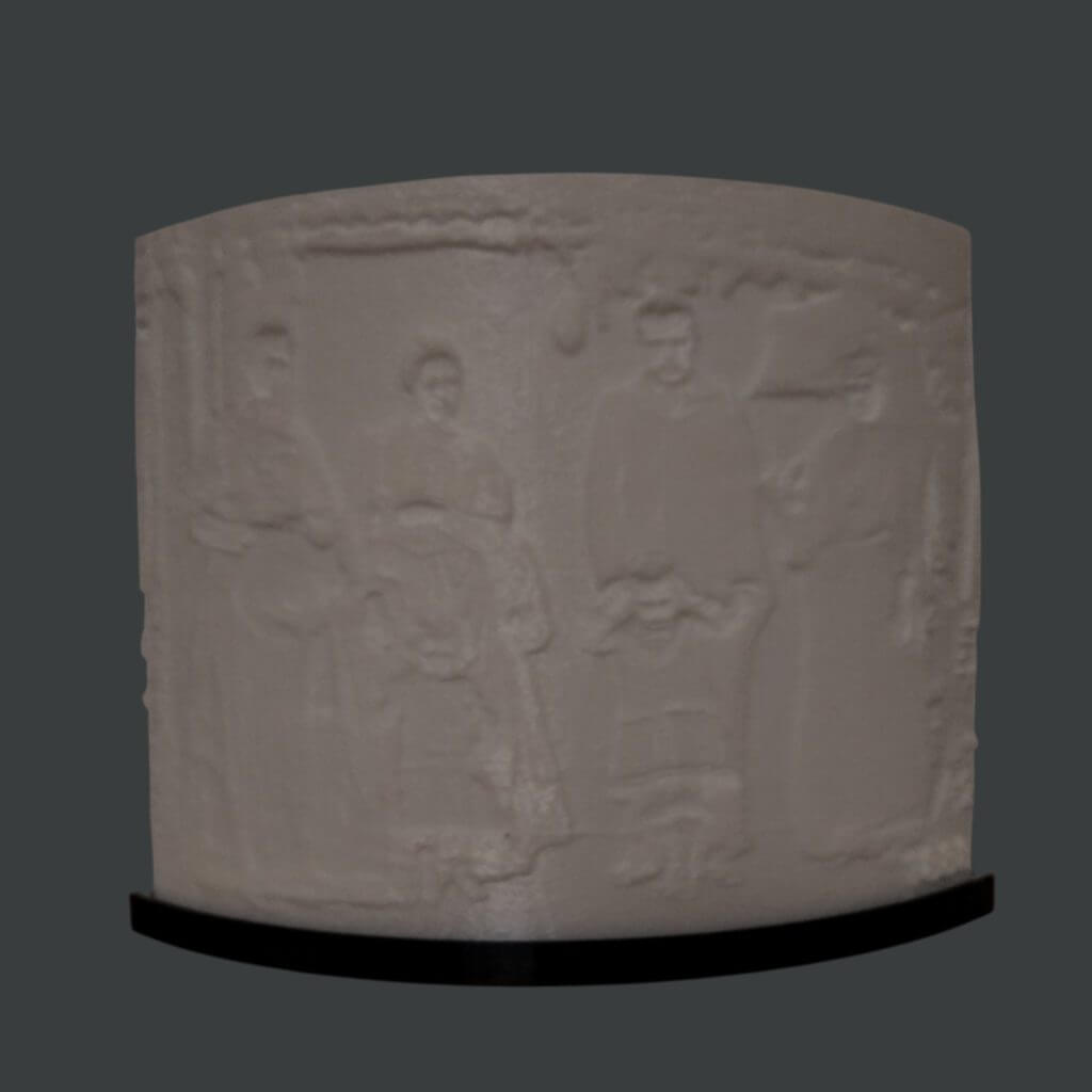 Lampe incurvée 20cm lithophanie d'une famille de l'année 1888 éteinte