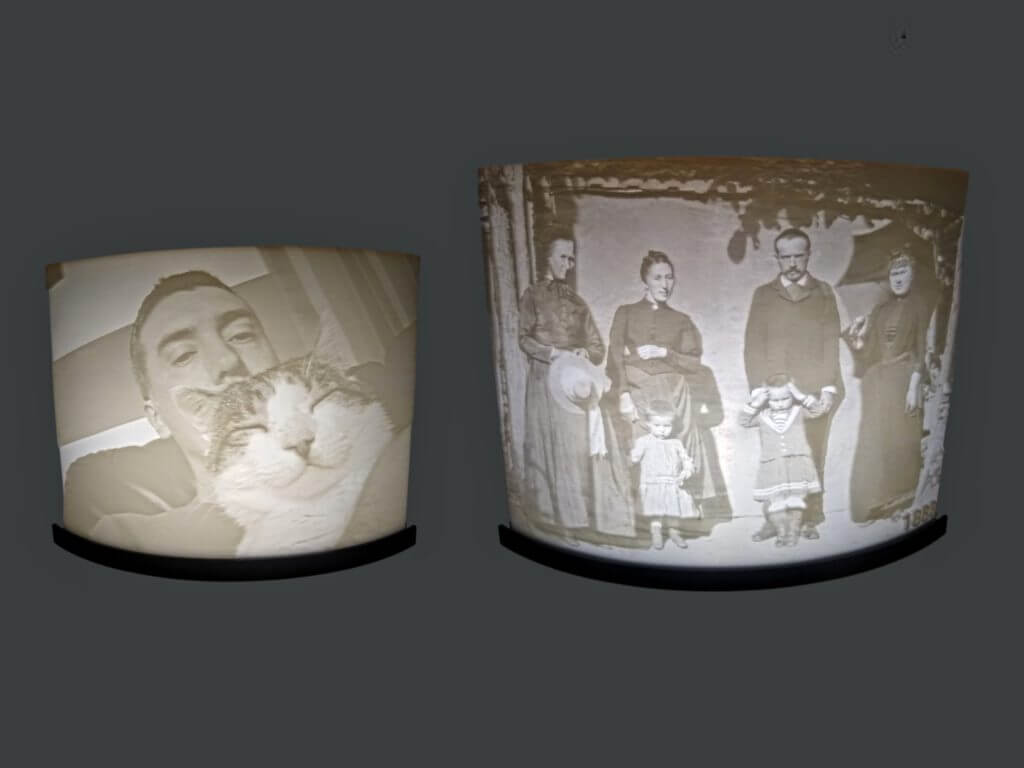 Lampes incurvées lithophanie 16 cm et 20 cm