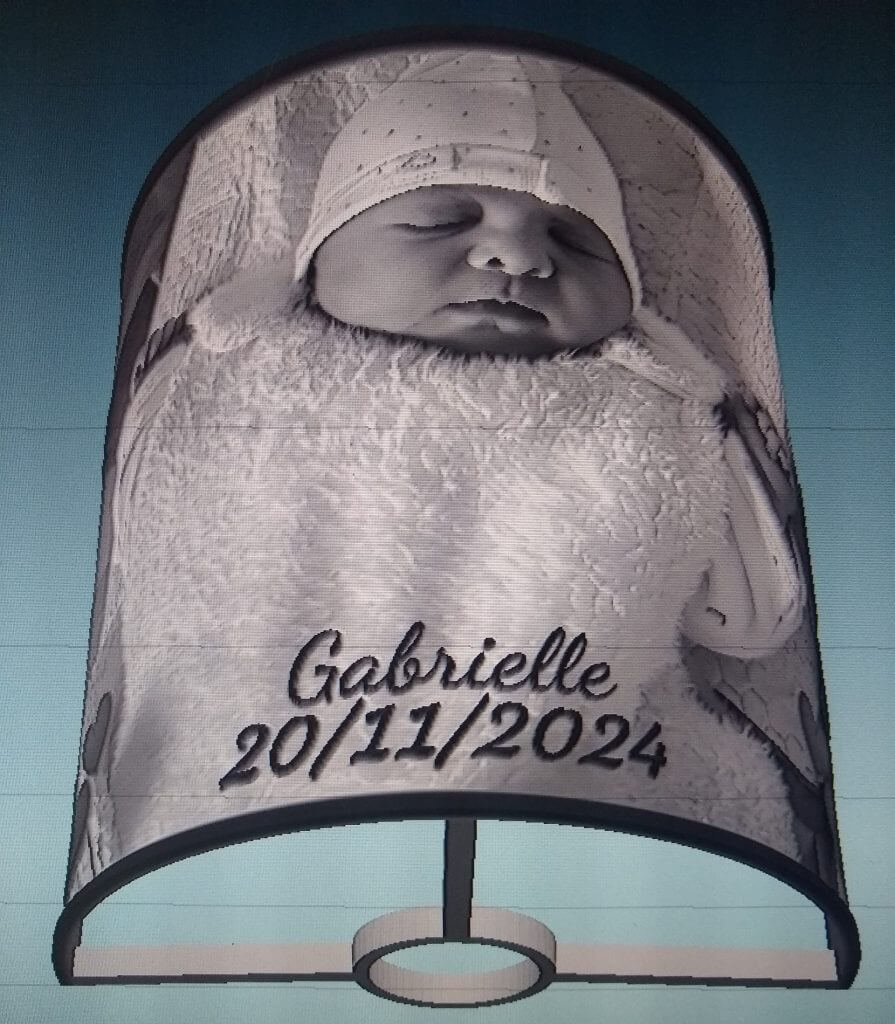 Simulation numérique de la lithophanie d'un bébé Gabrielle