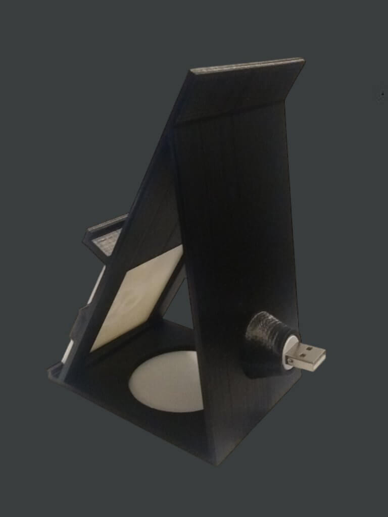 Support de téléphone Lithophone vue arrière pour branchement ampoule USB